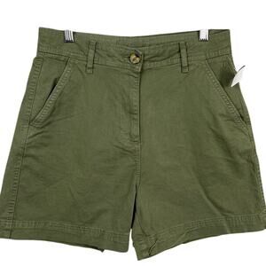 St. John's Bay Women's Cotton Chino Shorts 4" Inseam Olive Green Size 10 NWT